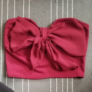 Front Bow Tube Crop Top